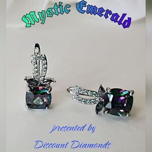 C Multi Color Zircon with Clear White Zircon 925 Silver Leverback Earrings
